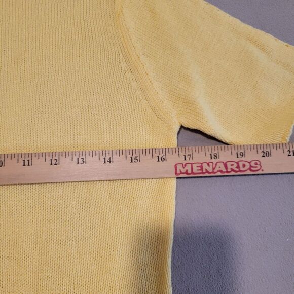 OSCAR DE LA RENTA Yellow Cotton Knit Sweater Top Blouse Size Medium $168 Cotton - Picture 4 of 6